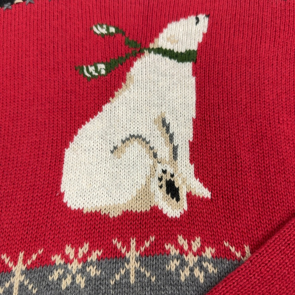 Woolrich Sweater Womens S Red Cotton Polar Bear Snowflake Colorblock Winter Coz - Picture 3 of 6